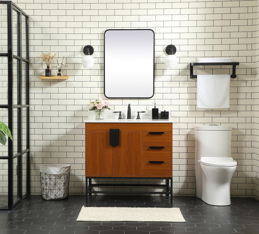 36 inch Single Bathroom Vanity in Teak with backsplash - BC4203634TK-BS