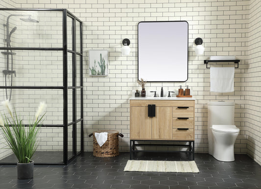 36 inch Single Bathroom Vanity in Mango Wood with backsplash - BC4203634MW-BS