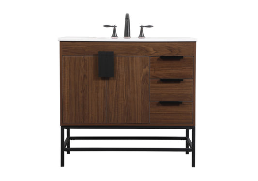 36 inch Single Bathroom Vanity in Walnut - BC4203634WT