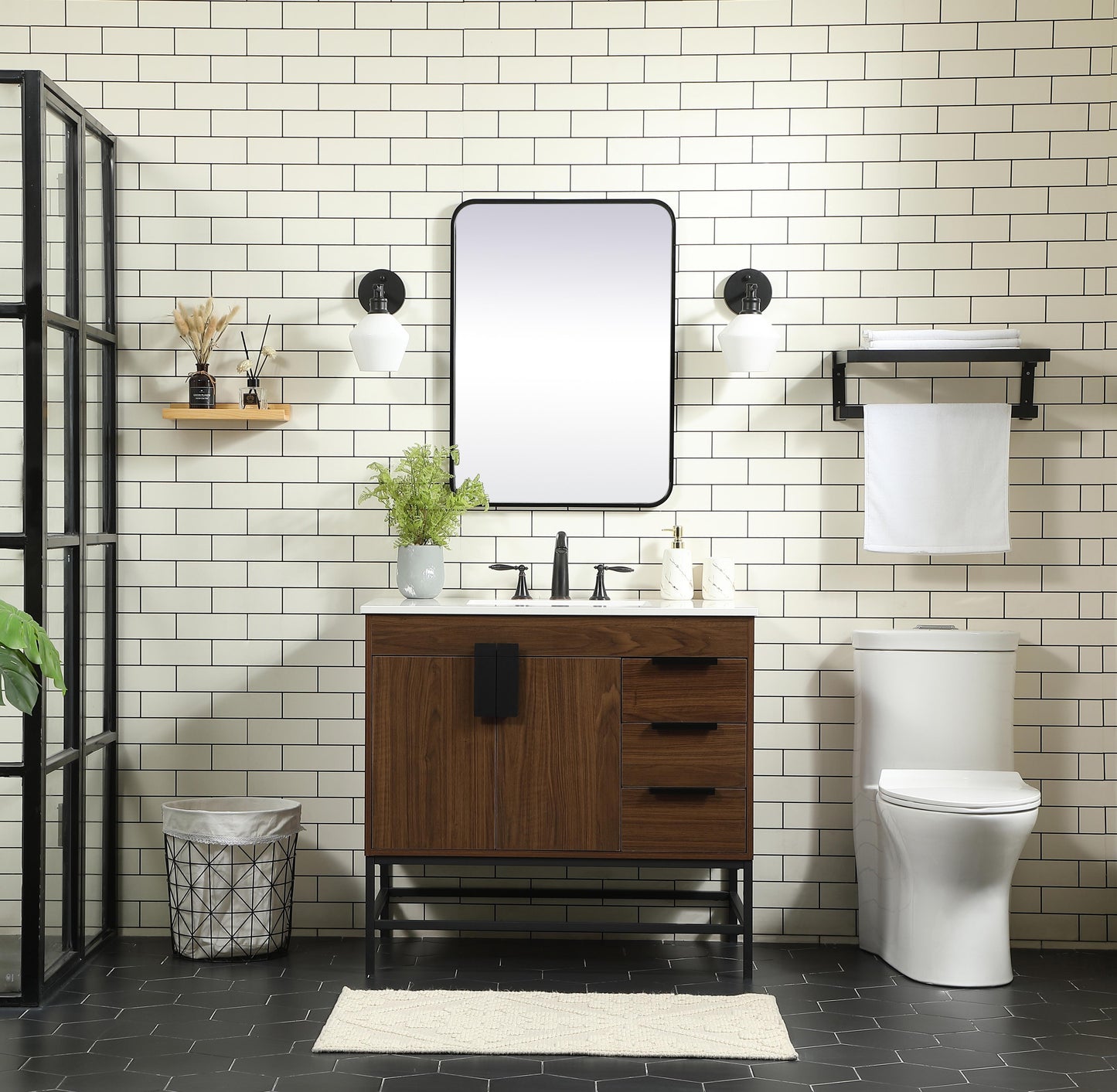 36 inch Single Bathroom Vanity in Walnut - BC4203634WT