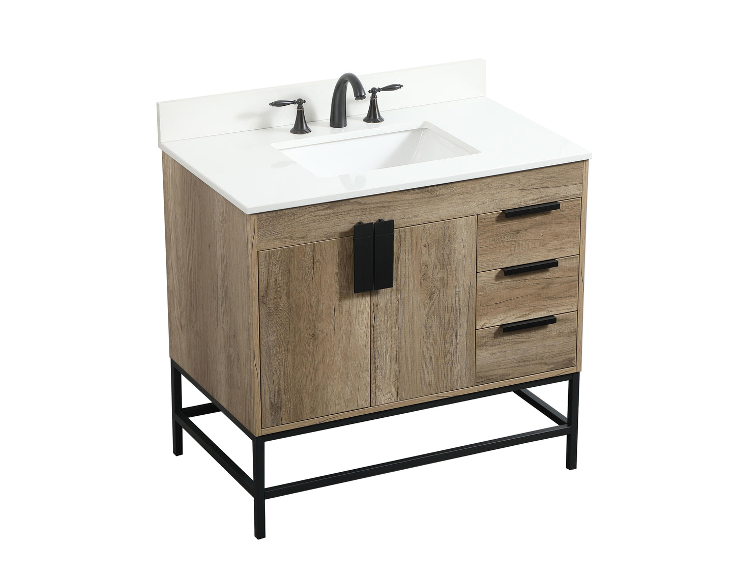 36 inch Single Bathroom Vanity in Natural Oak with backsplash - BC4203634NT-BS