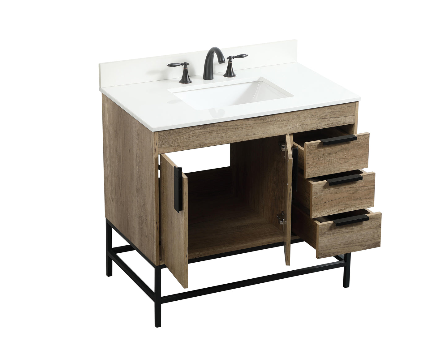 36 inch Single Bathroom Vanity in Natural Oak with backsplash - BC4203634NT-BS