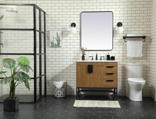 36 inch Single Bathroom Vanity in Walnut Brown - BC4203634WB