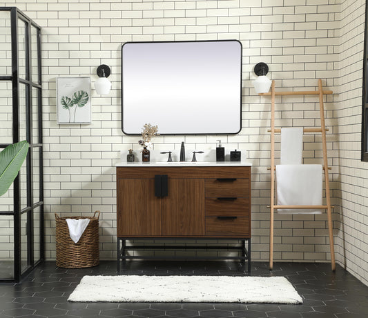 42 inch Single Bathroom Vanity in Walnut with backsplash - BC4204234WT-BS