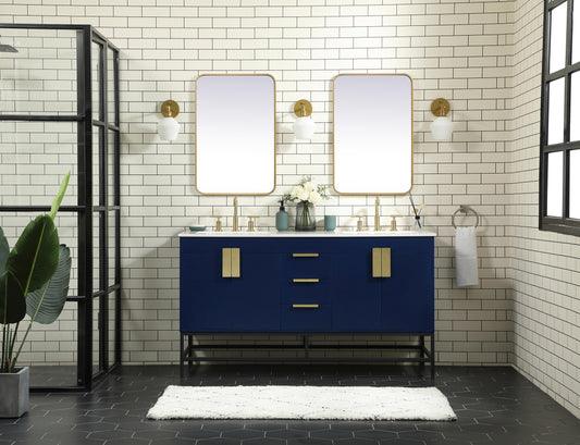 60 inch Double Bathroom Vanity in Blue - BC420D6034BL