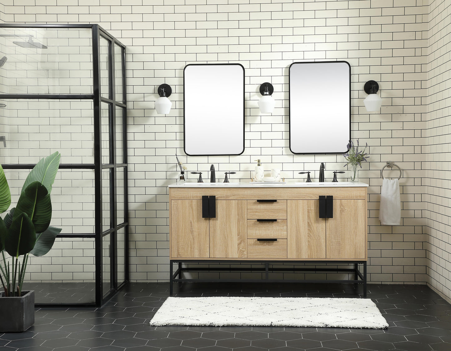 60 inch Double Bathroom Vanity in Mango Wood - BC420D6034MW