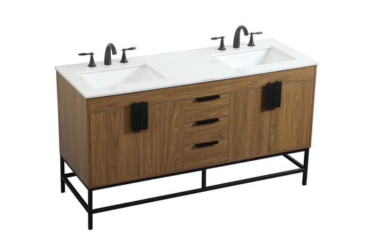 60 inch Double Bathroom Vanity in Walnut Brown - BC420D6034WB