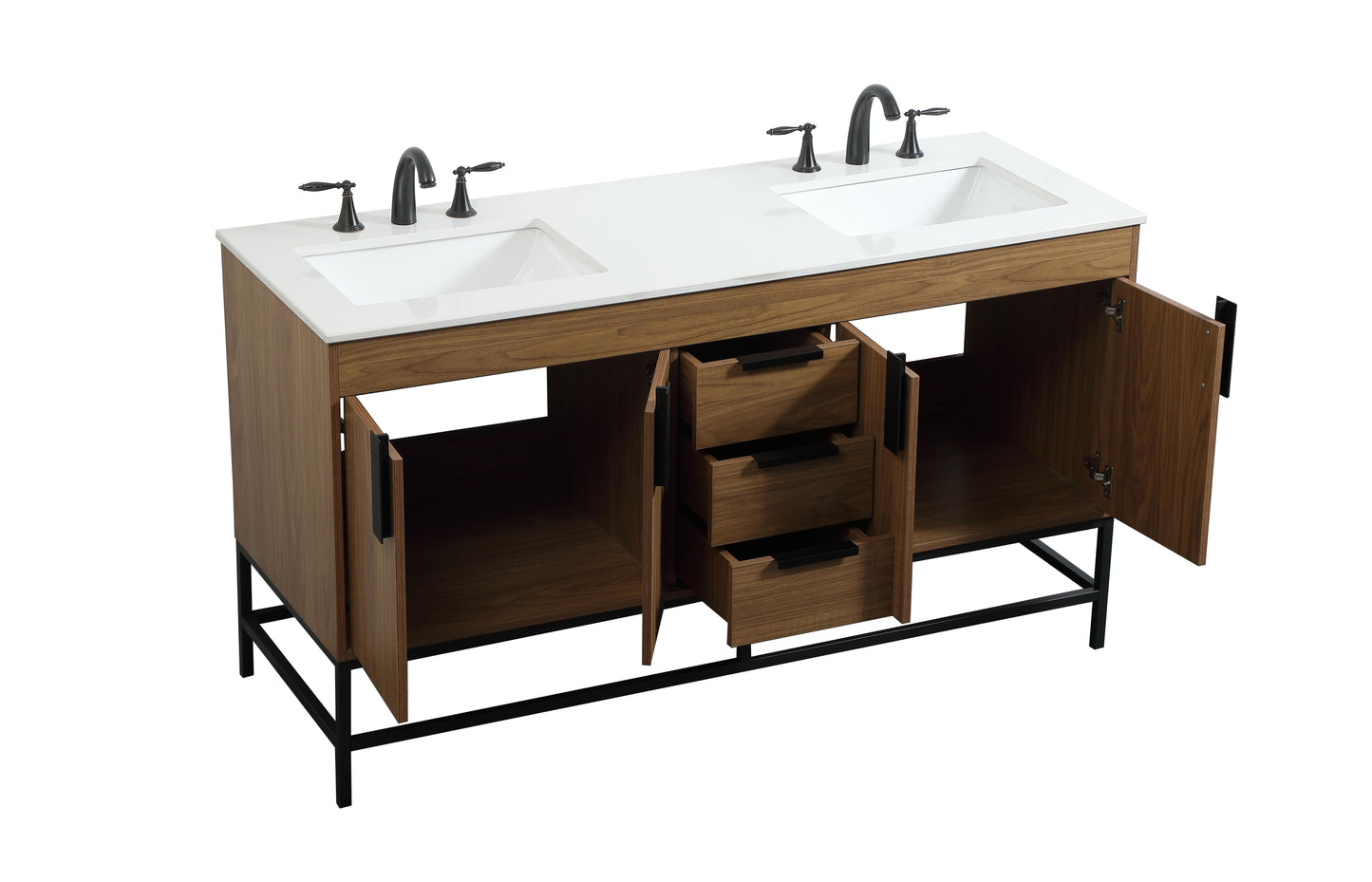 60 inch Double Bathroom Vanity in Walnut Brown - BC420D6034WB