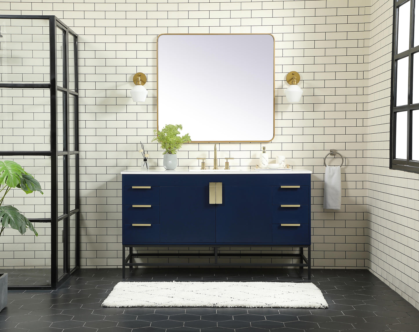 60 inch Single Bathroom Vanity in Blue - BC4206034BL