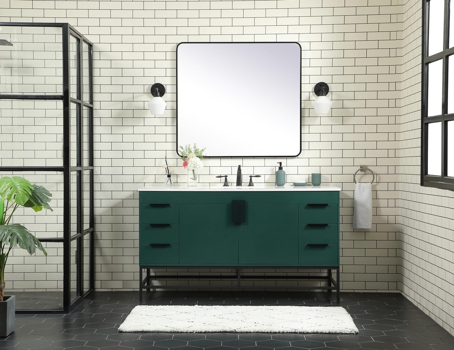 60 inch Single Bathroom Vanity in Green - BC4206034GN