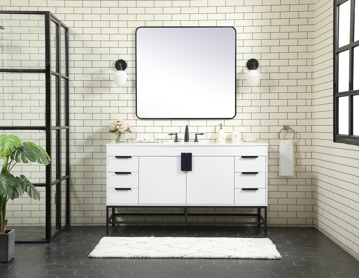 60 inch Single Bathroom Vanity in White - BC4206034WH