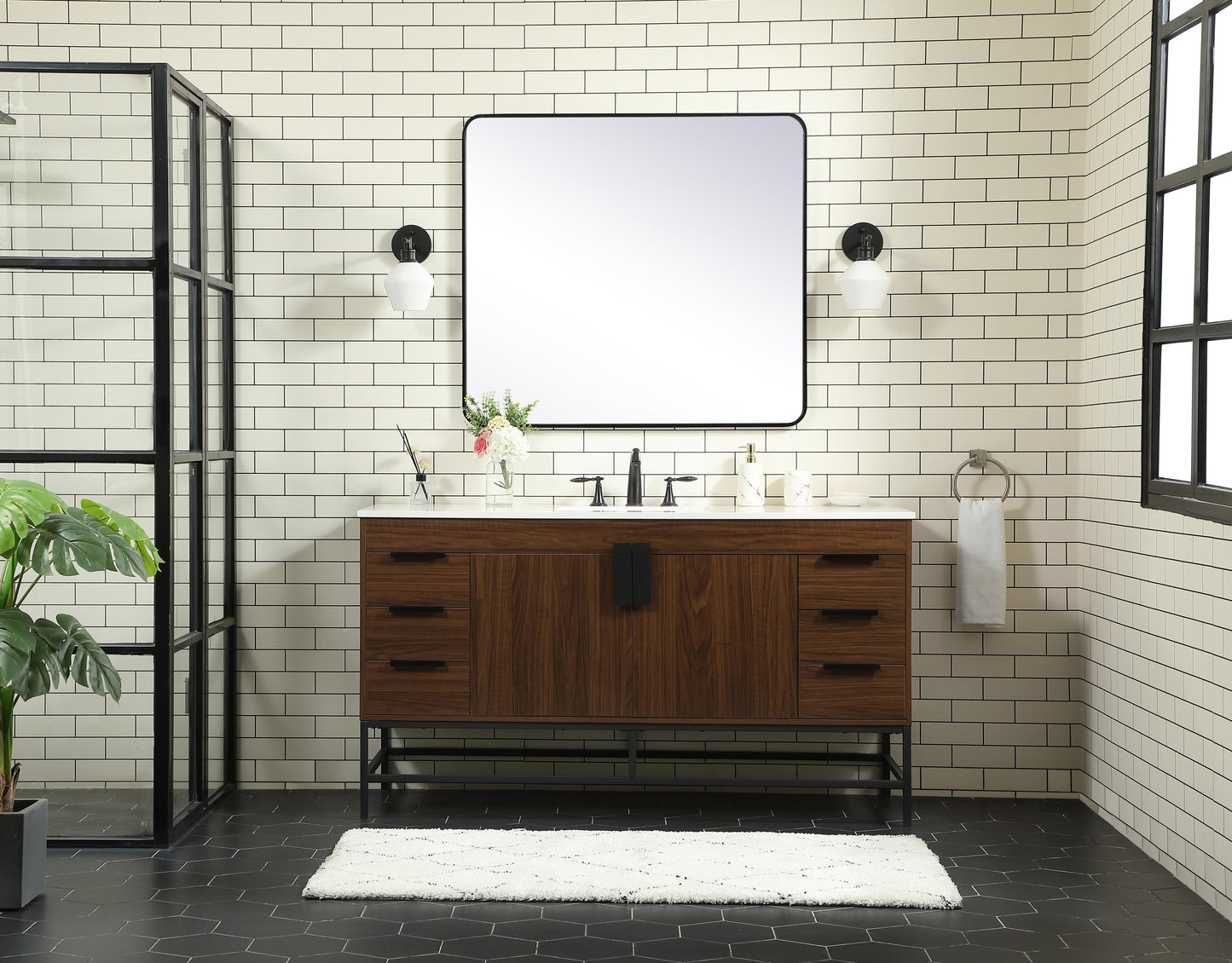 60 inch Single Bathroom Vanity in Walnut - BC4206034WT