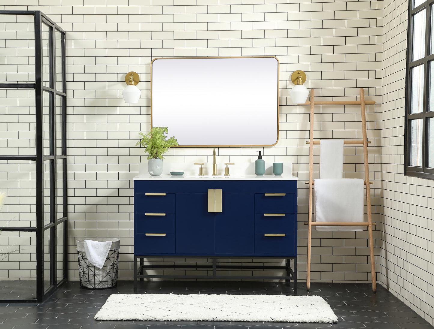 48 inch Single Bathroom Vanity in Blue with backsplash - BC4204834BL-BS