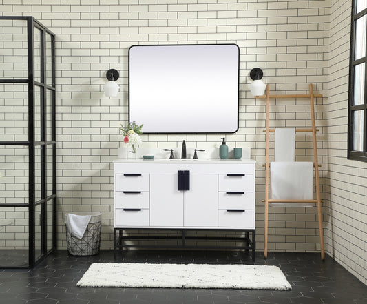 48 inch Single Bathroom Vanity in White with backsplash - BC4204834WH-BS