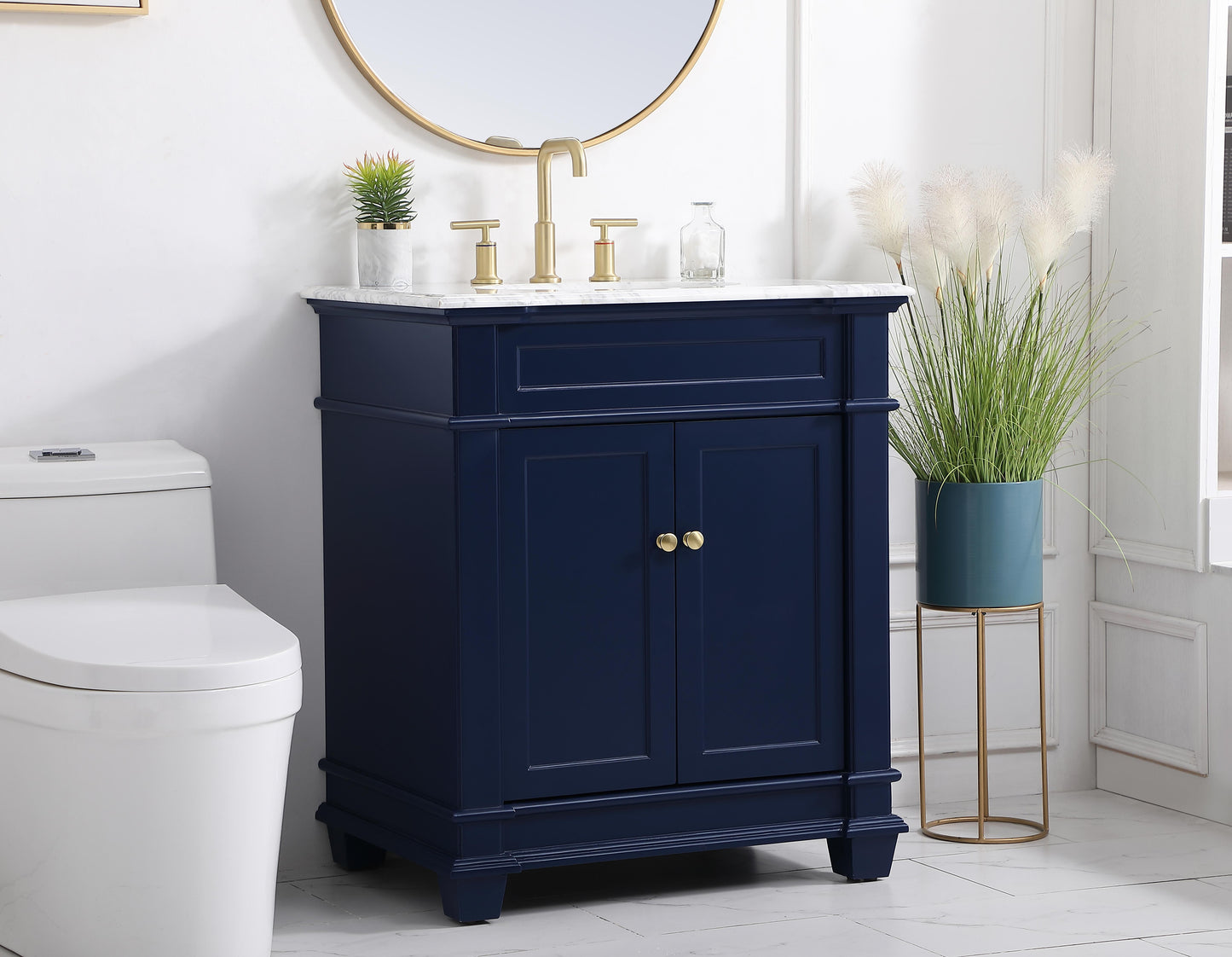 30 inch Single Bathroom Vanity Set in Blue - BC4303035BL