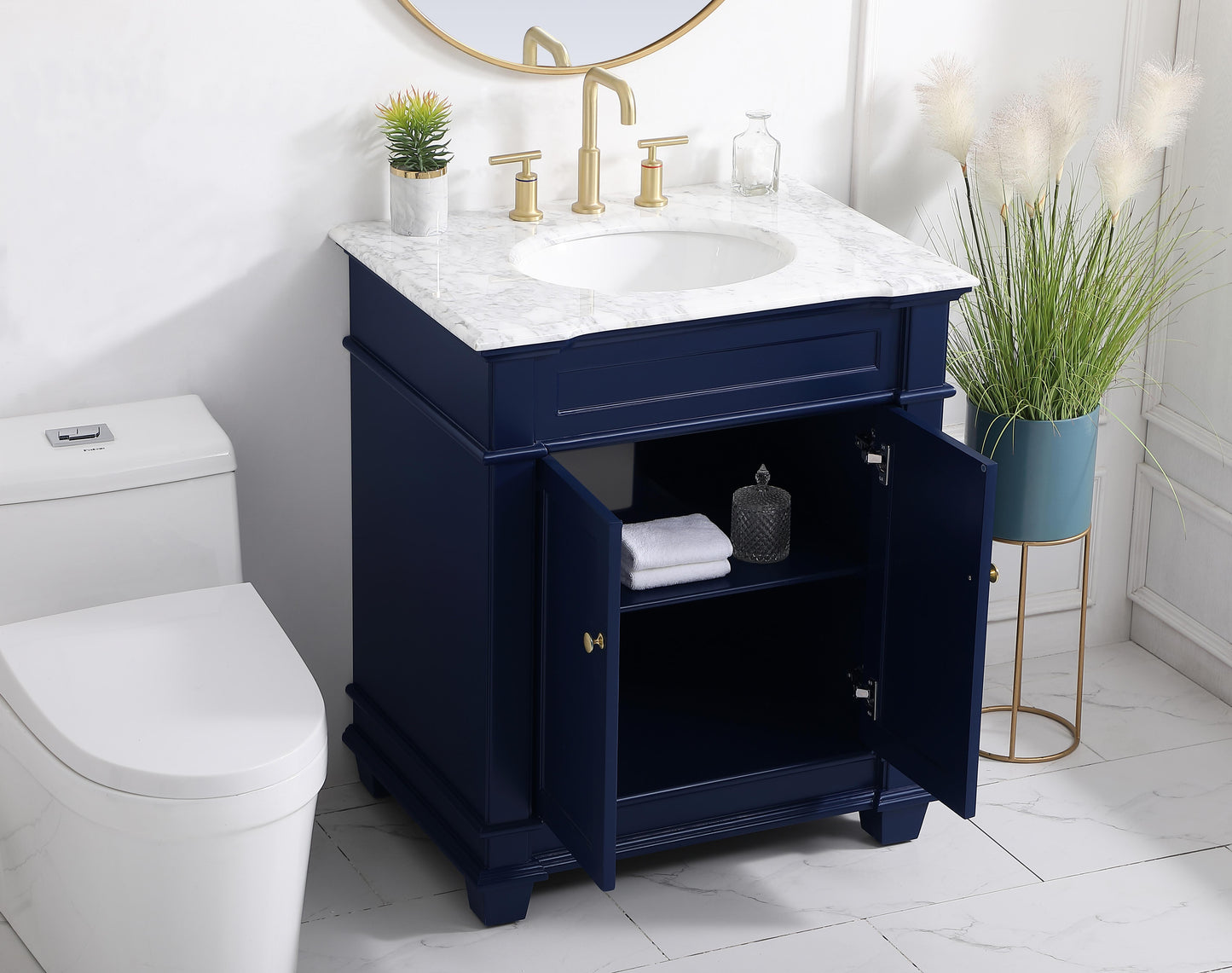 30 inch Single Bathroom Vanity Set in Blue - BC4303035BL