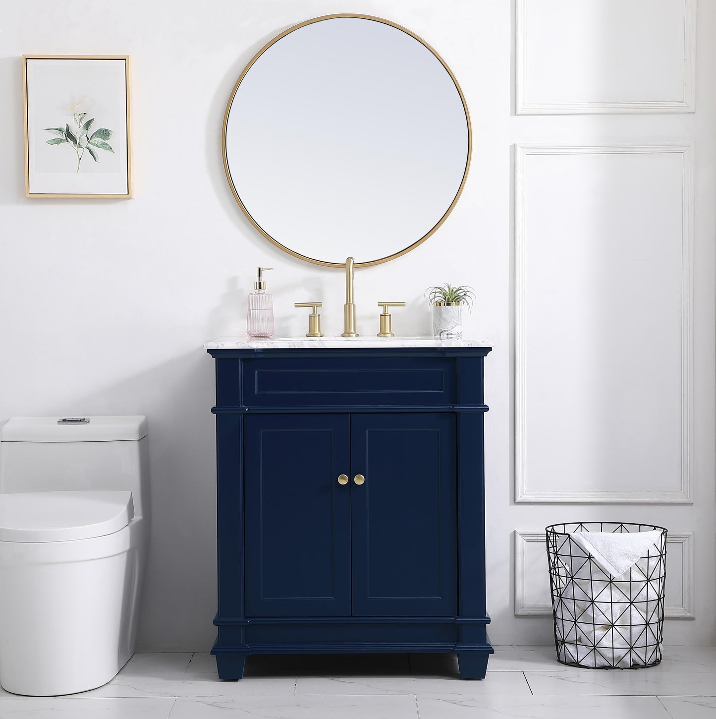 30 inch Single Bathroom Vanity Set in Blue - BC4303035BL