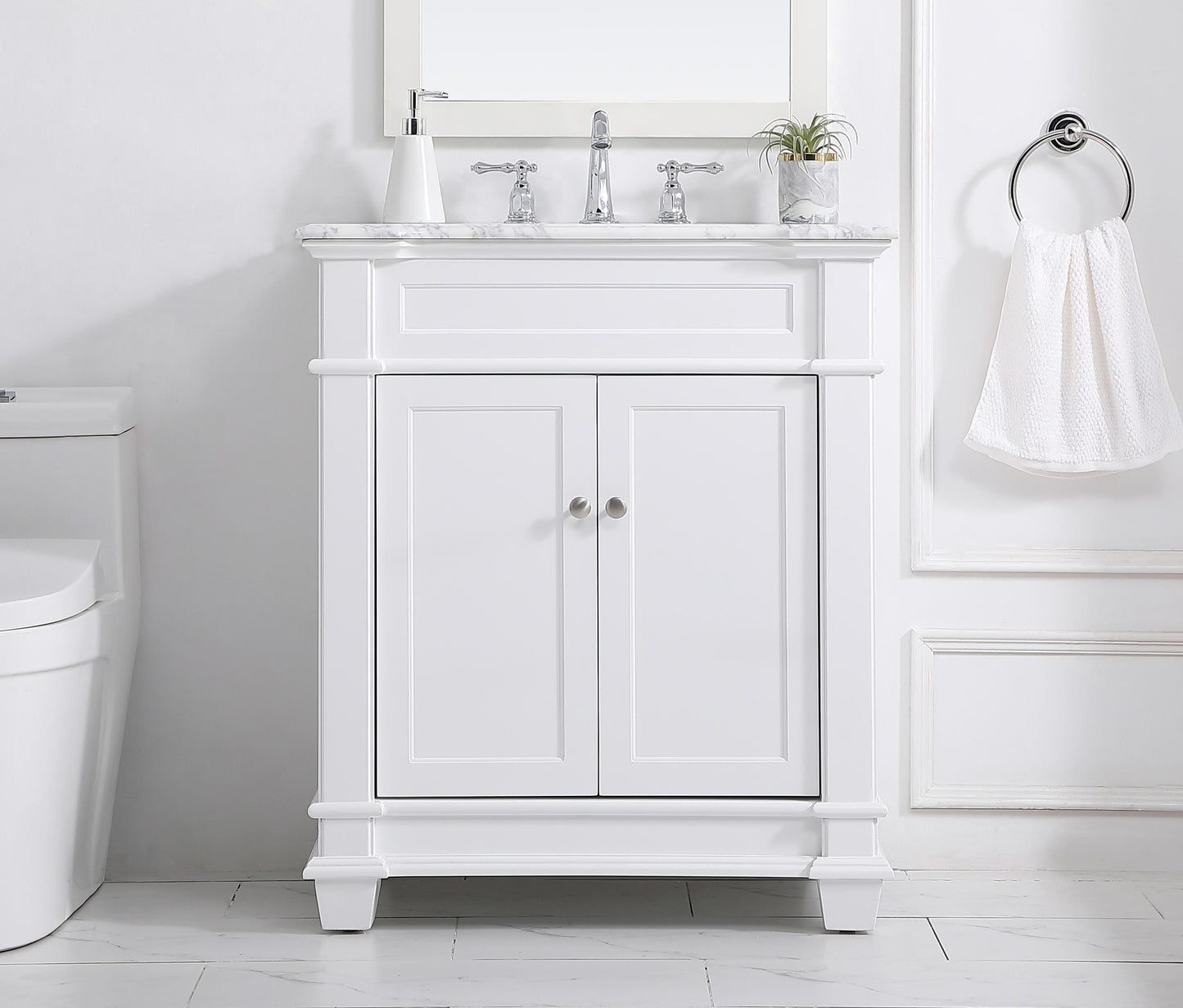 30 inch Single Bathroom Vanity Set in White - BC4303035WH