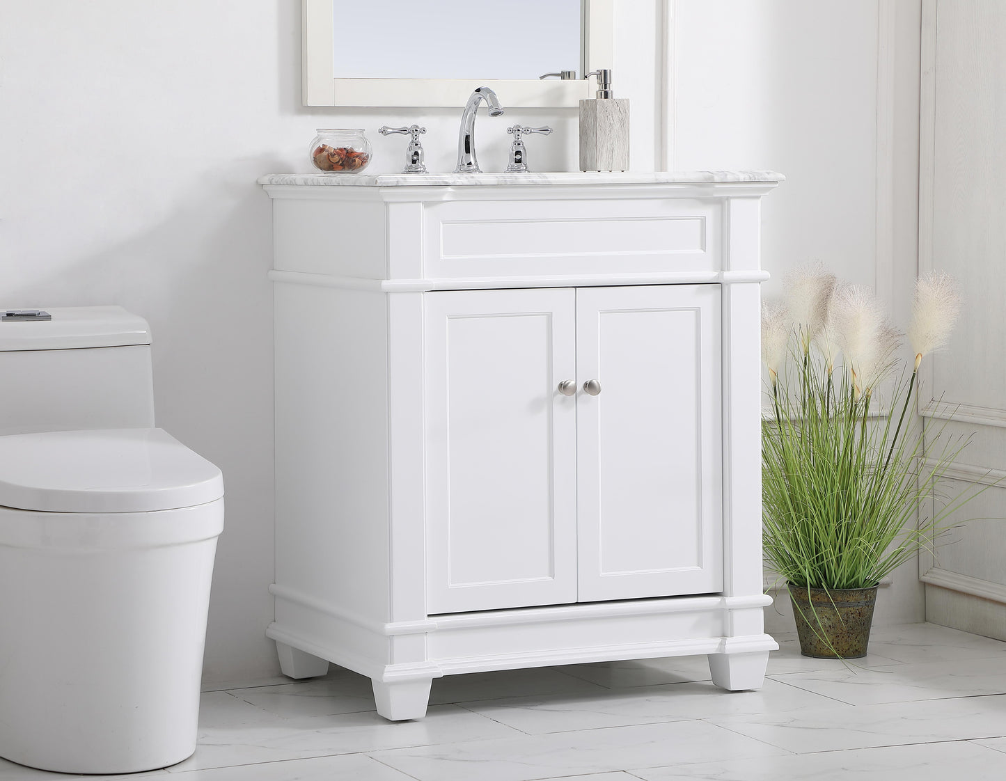 30 inch Single Bathroom Vanity Set in White - BC4303035WH