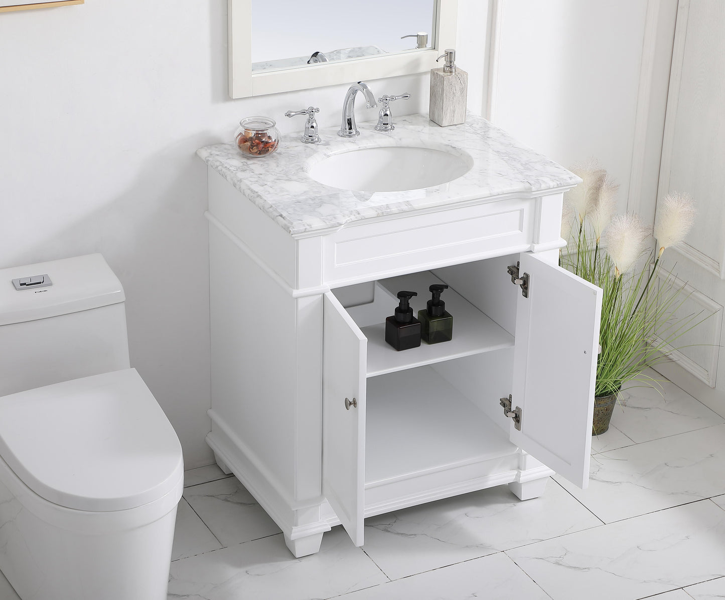 30 inch Single Bathroom Vanity Set in White - BC4303035WH