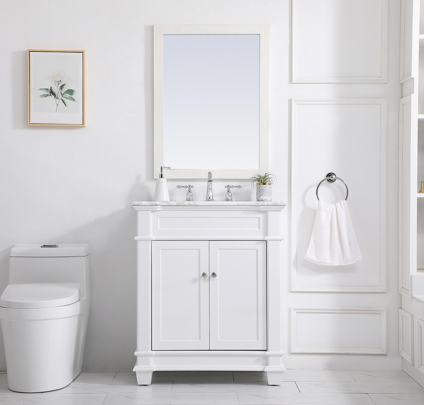 30 inch Single Bathroom Vanity Set in White - BC4303035WH