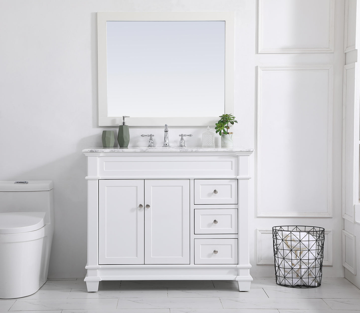 42 inch Single Bathroom Vanity Set in White - BC4304235WH