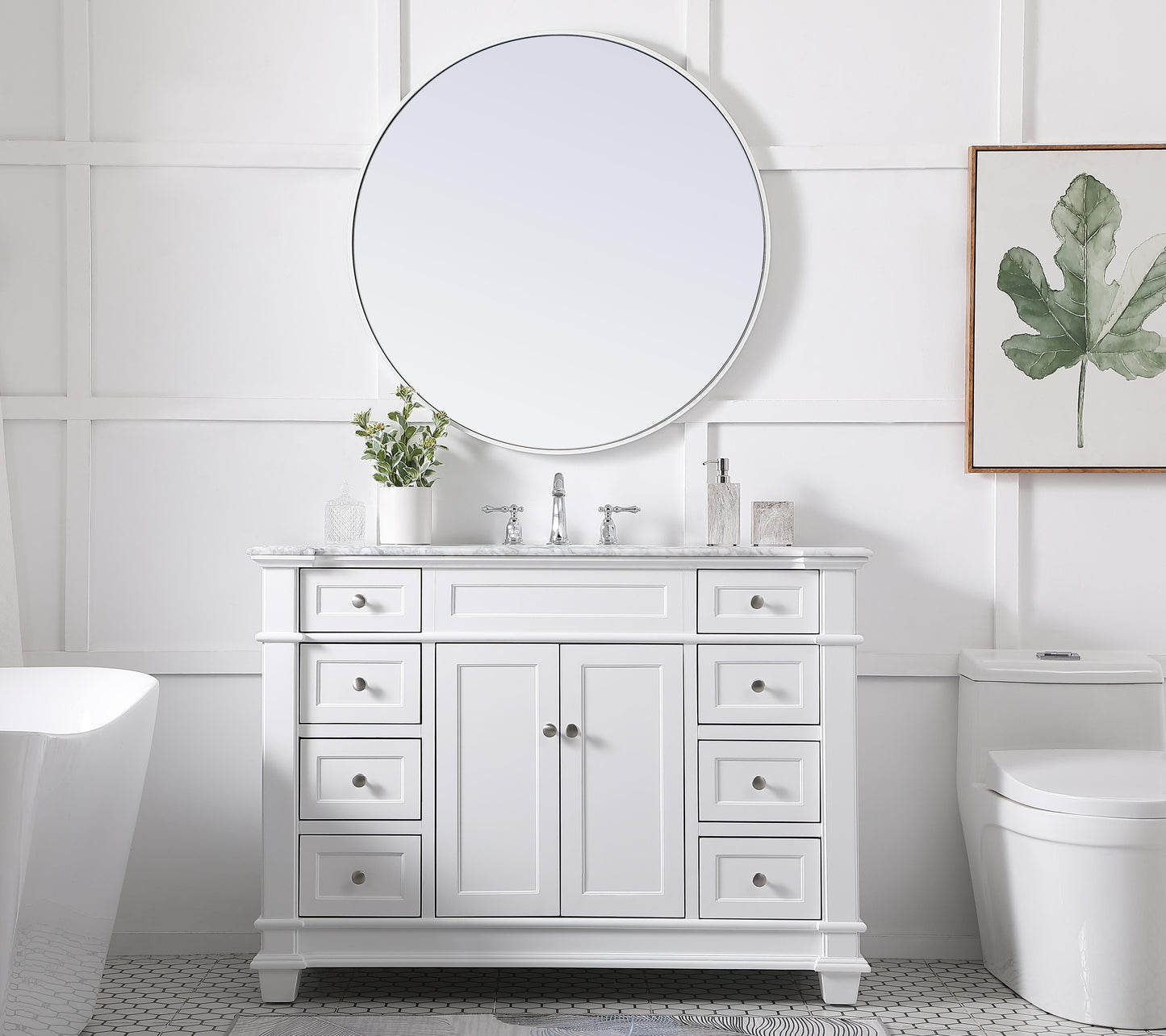 48 inch Single Bathroom Vanity Set in White - BC4304835WH