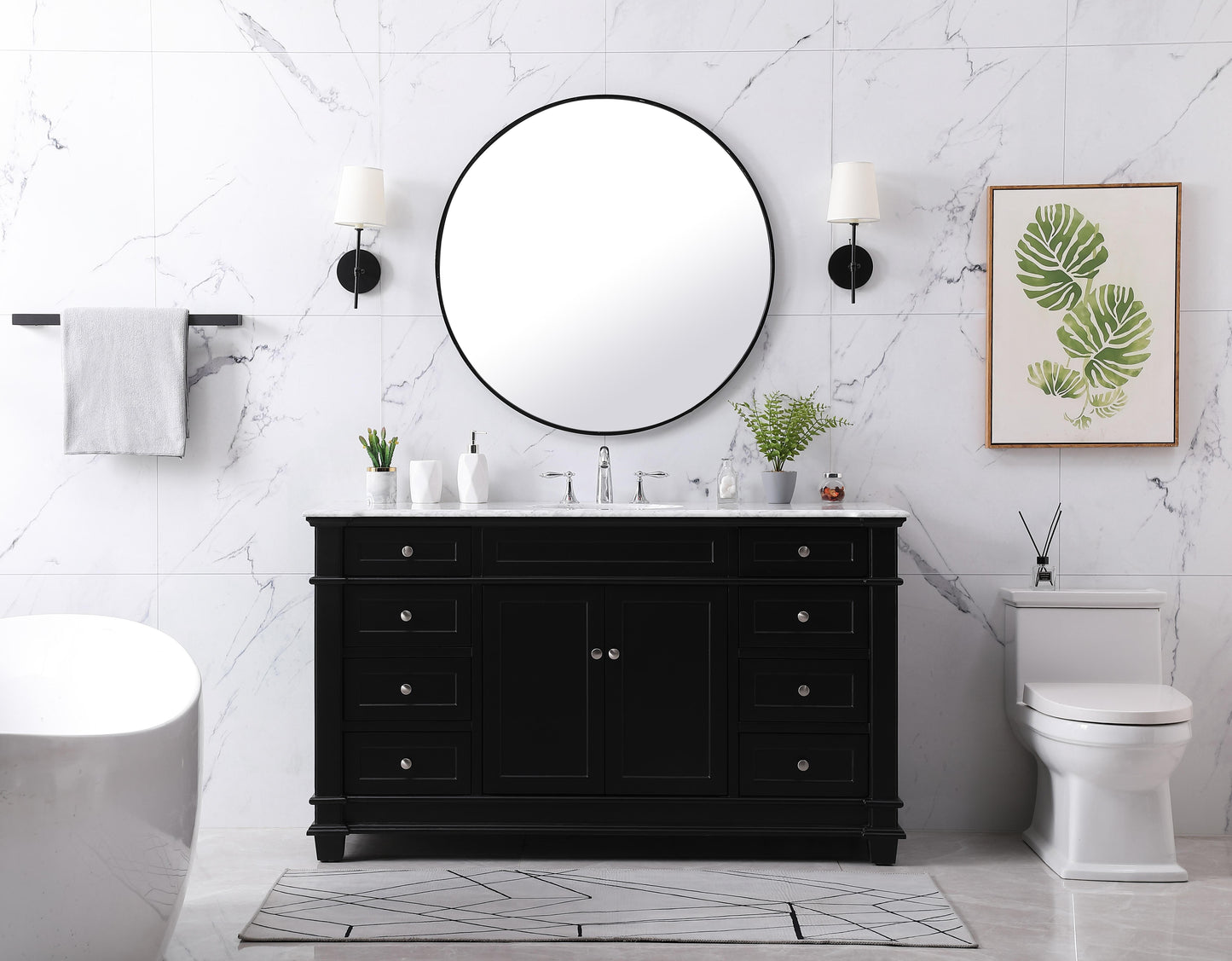 60 inch Single Bathroom Vanity Set in Black - BC4306035BK