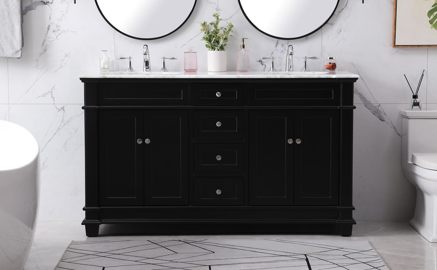 60 inch Double Bathroom Vanity Set in Black - BC430D6035BK