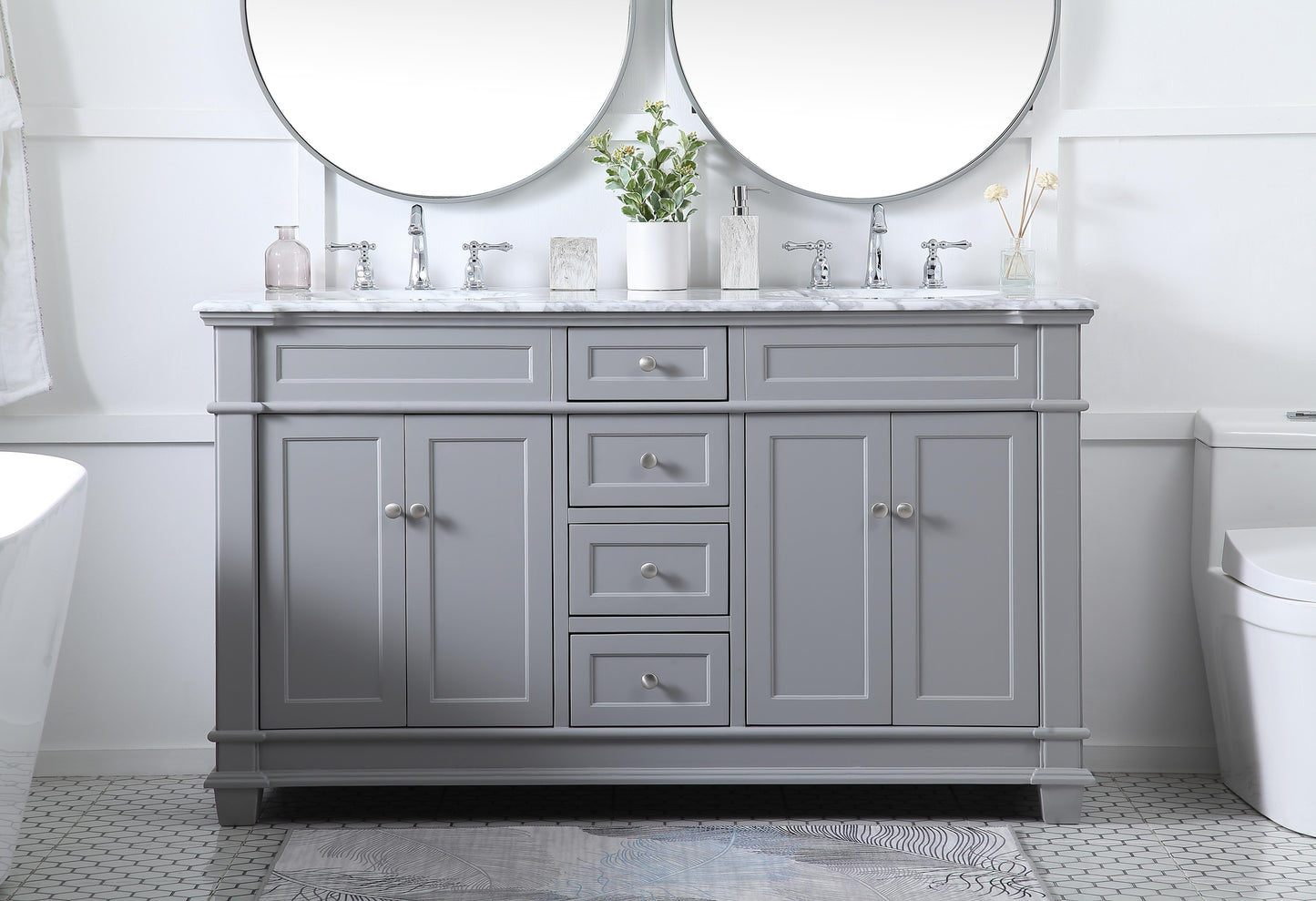 60 inch Double Bathroom Vanity Set in Grey - BC430D6035GR