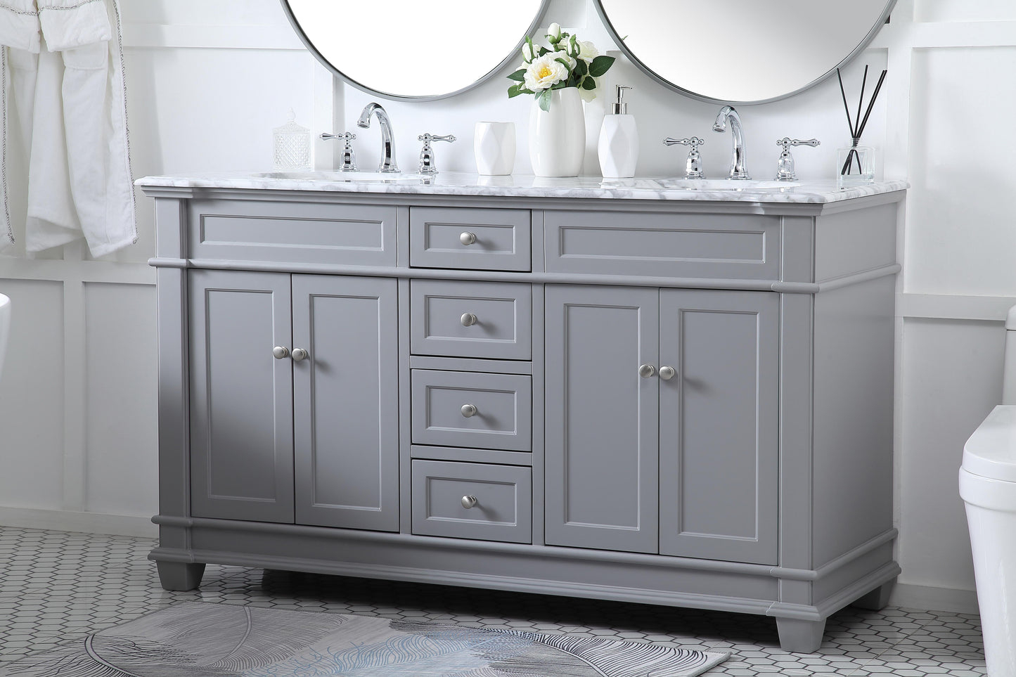 60 inch Double Bathroom Vanity Set in Grey - BC430D6035GR