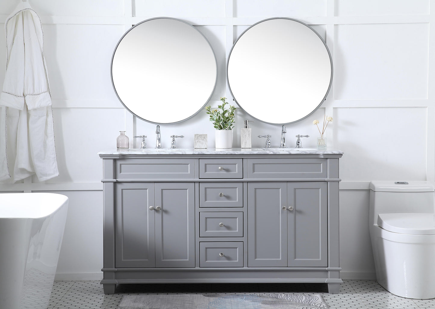 60 inch Double Bathroom Vanity Set in Grey - BC430D6035GR