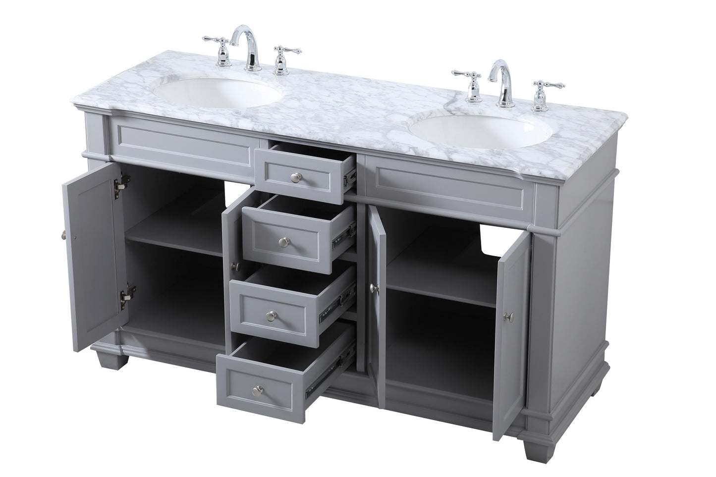 60 inch Double Bathroom Vanity Set in Grey - BC430D6035GR