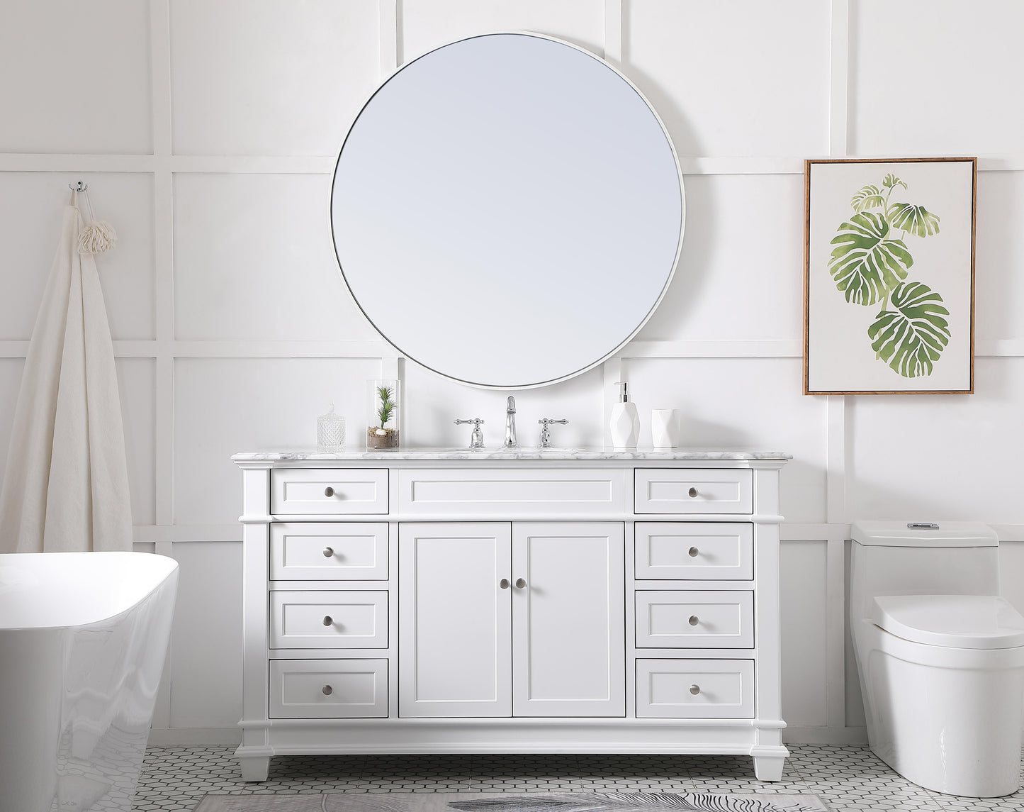 60 inch Single Bathroom Vanity Set in White - BC4306035WH