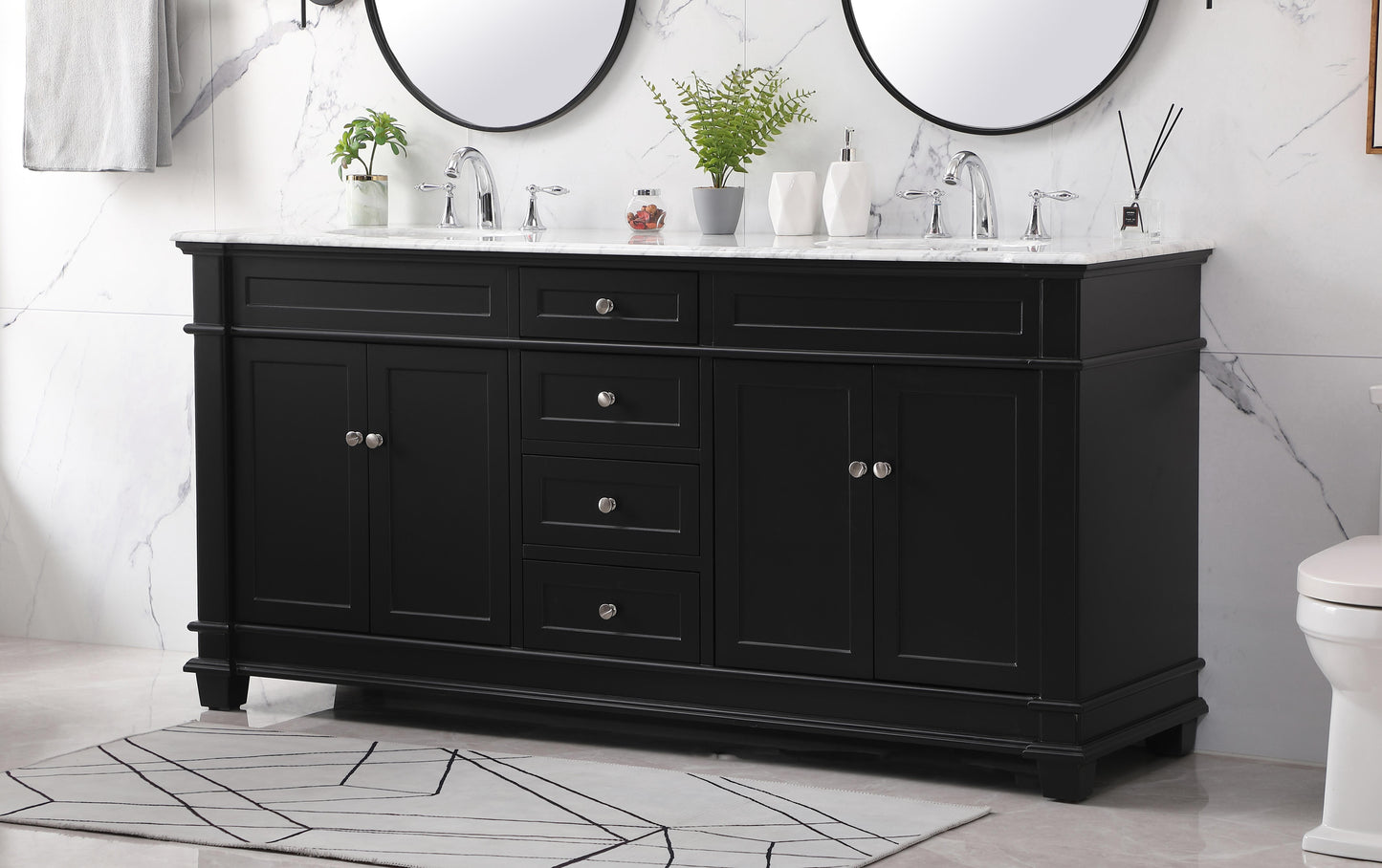 72 inch Double Bathroom Vanity Set in Black - BC430D7235BK