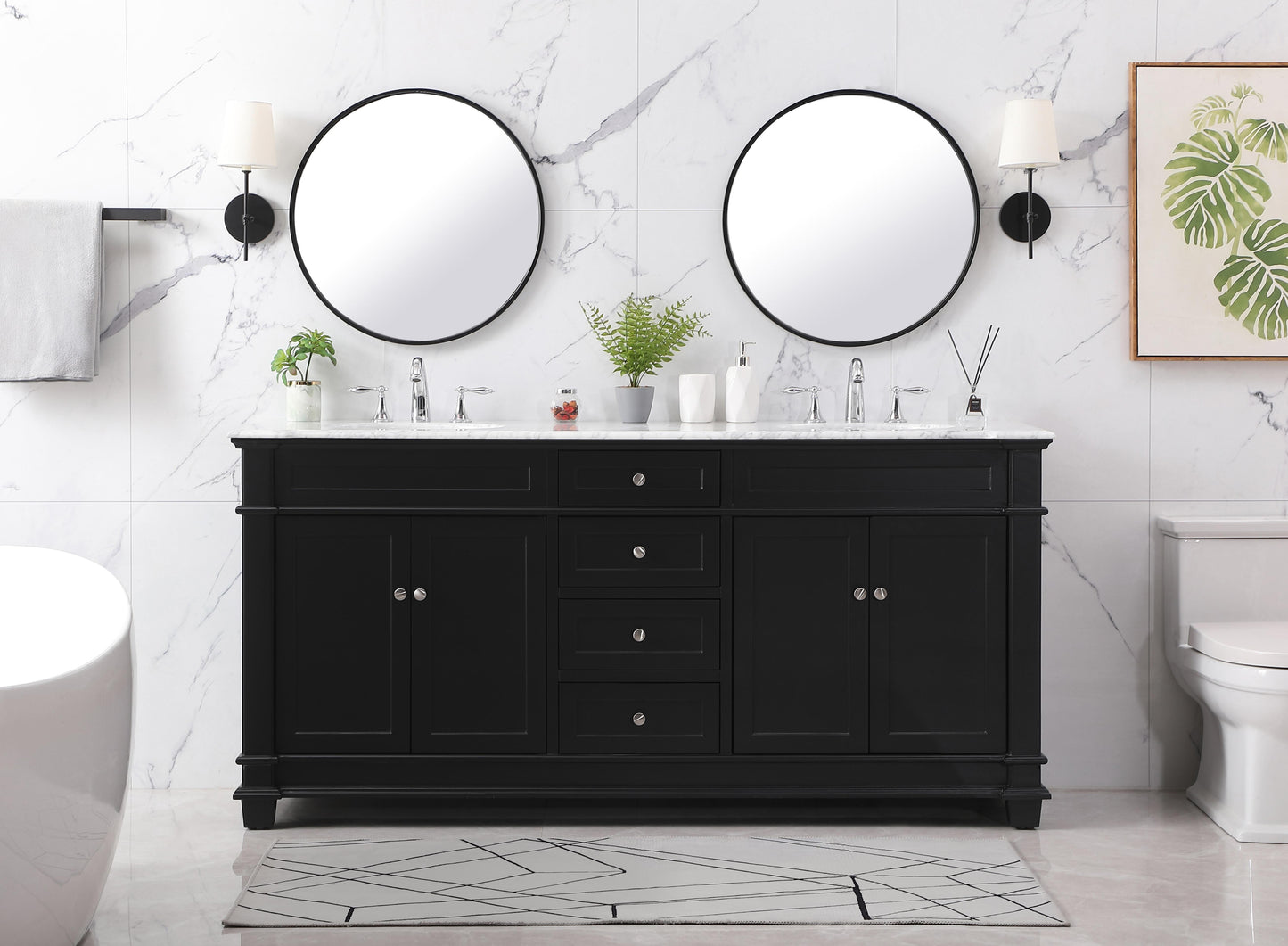 72 inch Double Bathroom Vanity Set in Black - BC430D7235BK