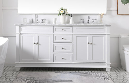 72 inch Double Bathroom Vanity Set in White - BC430D7235WH