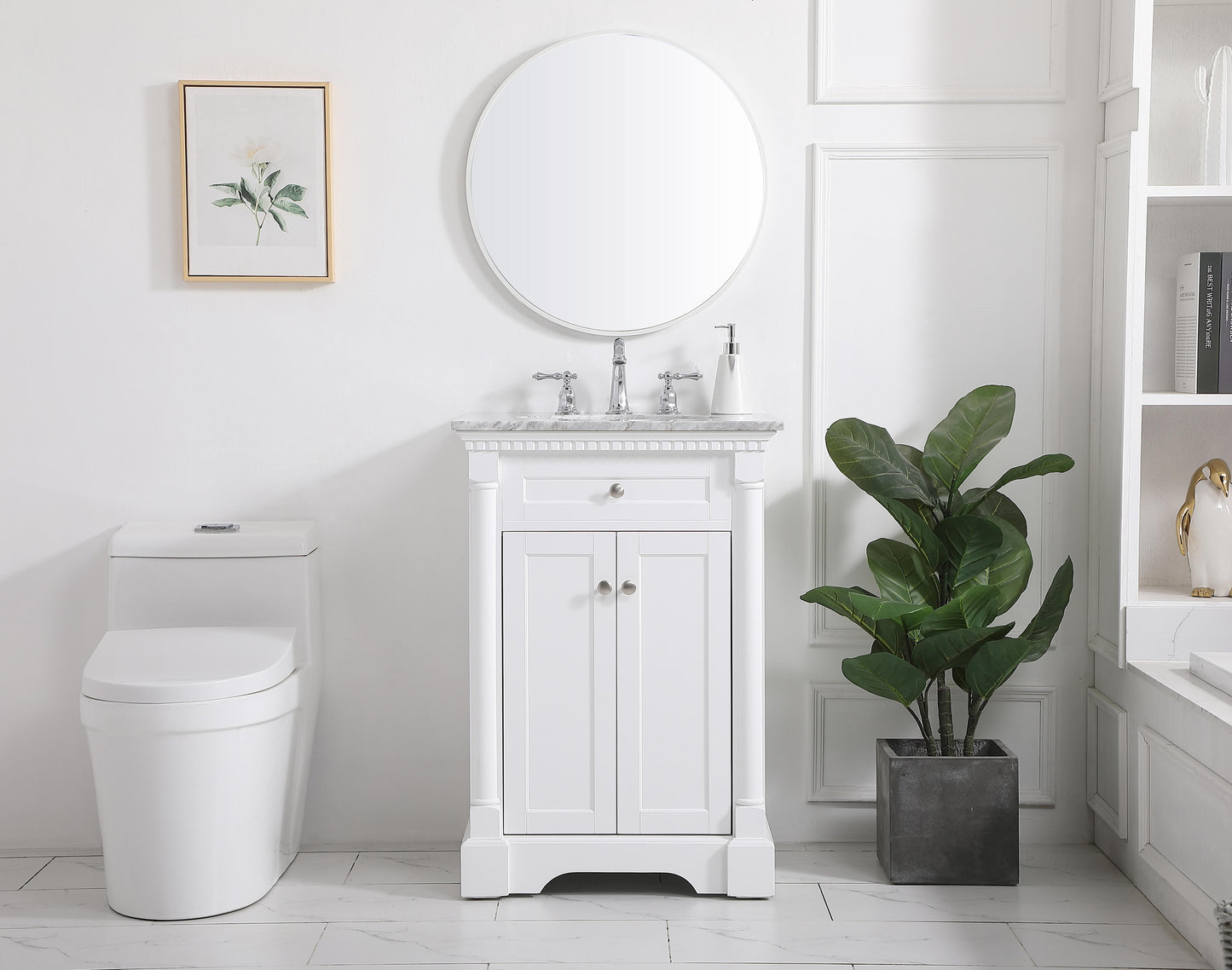 24 inch Single Bathroom Vanity in White - BC4402435WH