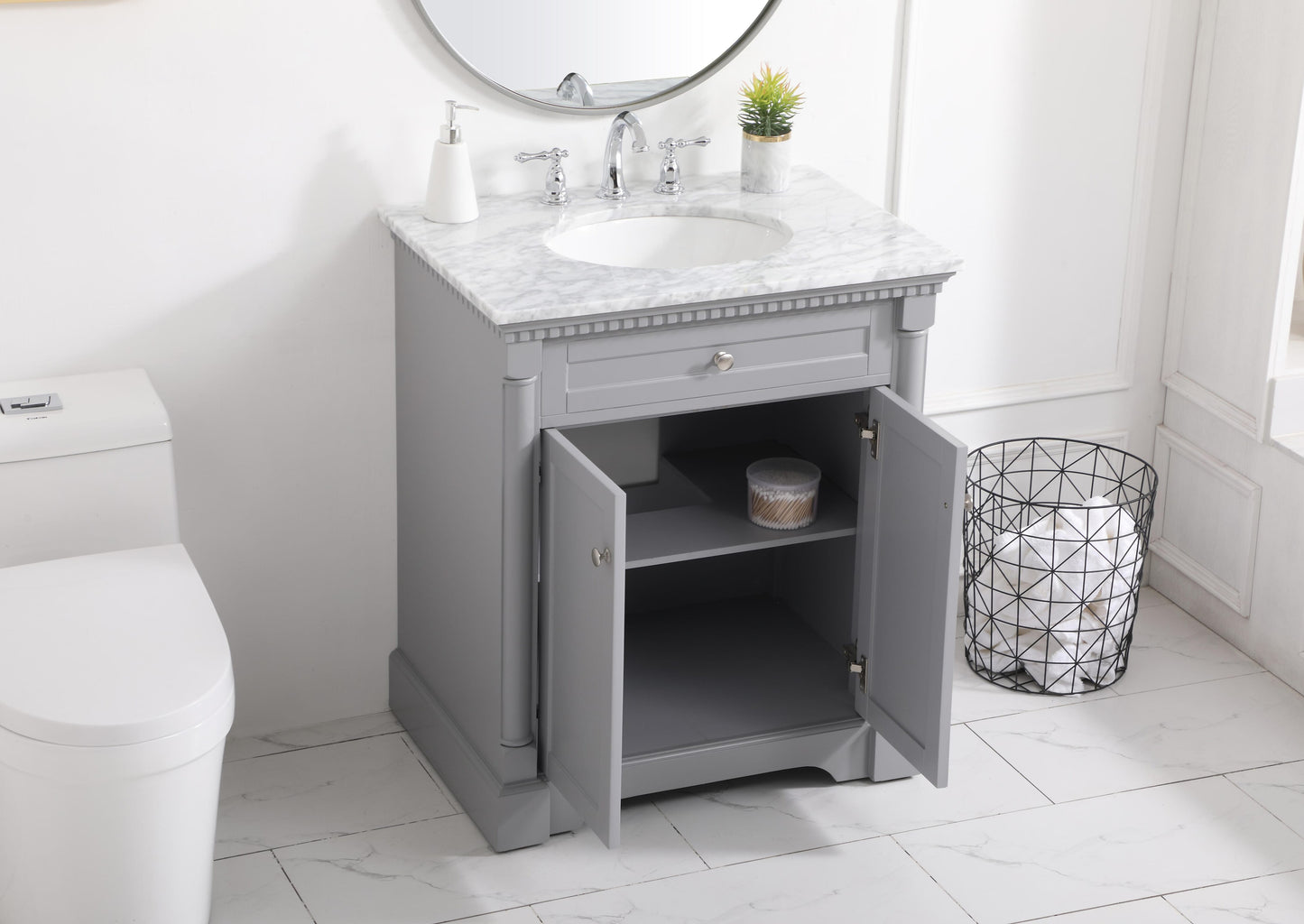 30 inch Single Bathroom Vanity in Grey