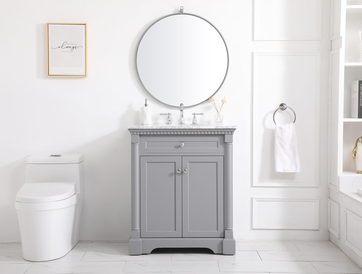 30 inch Single Bathroom Vanity in Grey