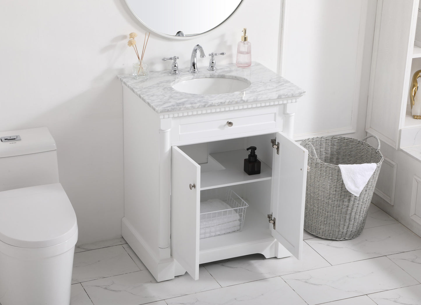 30 inch Single Bathroom Vanity in White