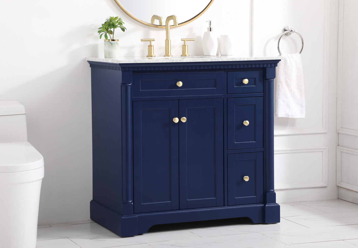 36 inch Single Bathroom Vanity in Blue