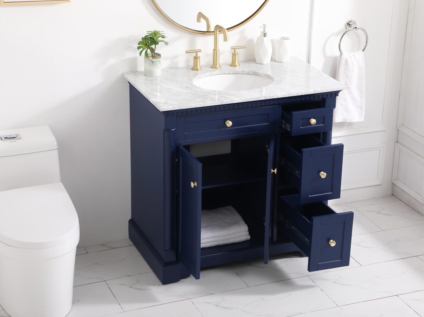 36 inch Single Bathroom Vanity in Blue