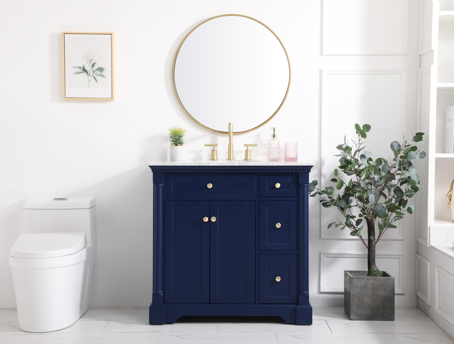 36 inch Single Bathroom Vanity in Blue