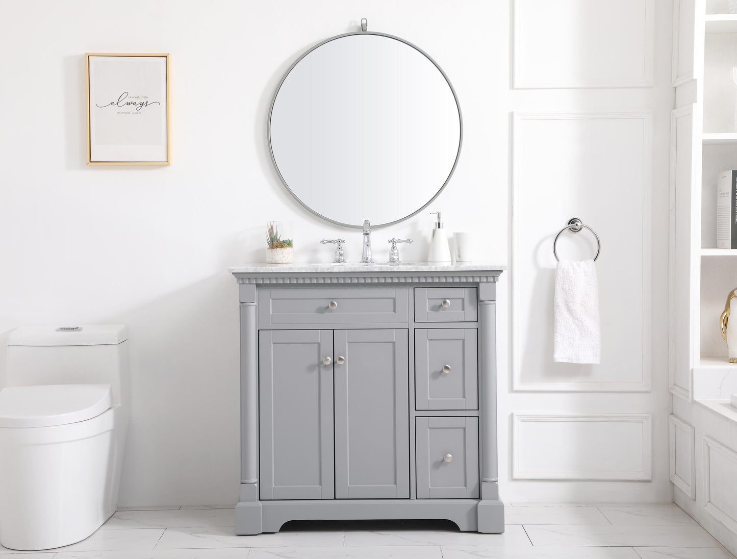 36 inch Single Bathroom Vanity in Grey