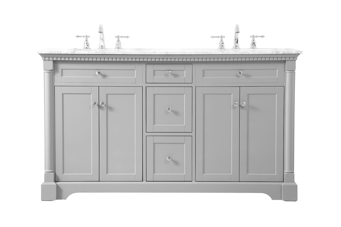 60 inch Double Bathroom Vanity in Grey