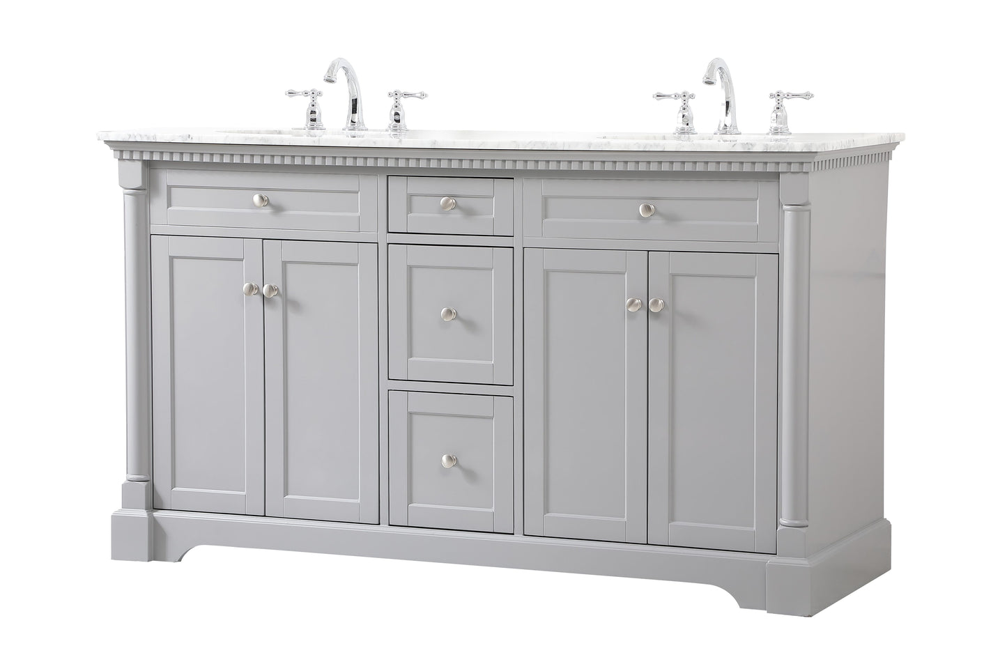 60 inch Double Bathroom Vanity in Grey