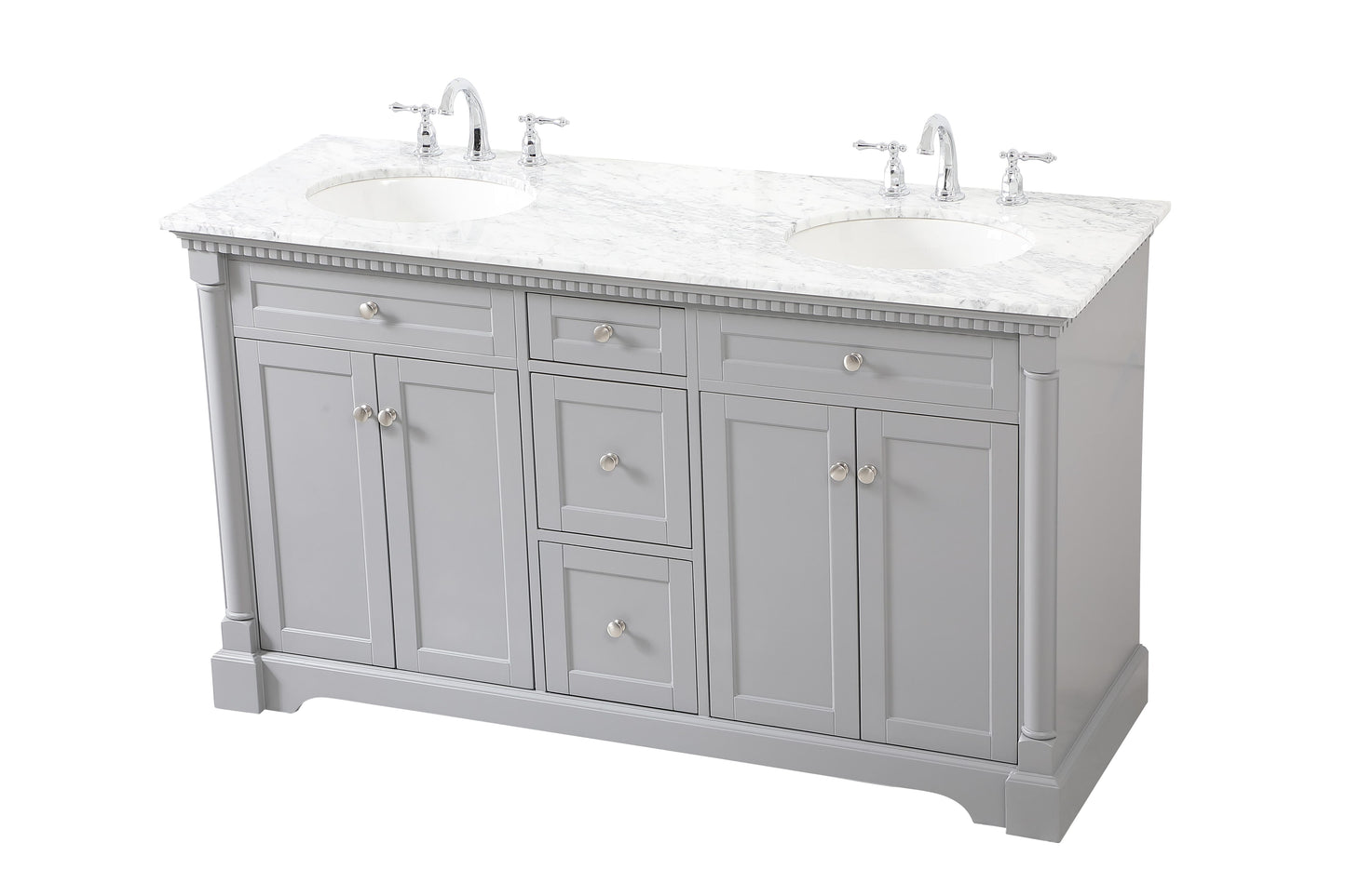 60 inch Double Bathroom Vanity in Grey