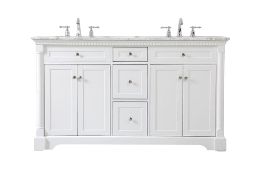 60 inch Double Bathroom Vanity in White