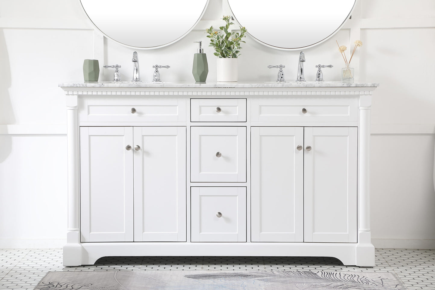 60 inch Double Bathroom Vanity in White